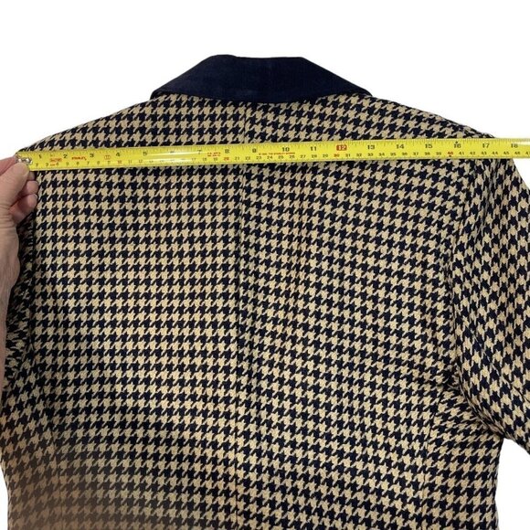 JL COLEBROOK Mohair Wool Houndstooth Blazer Women Small Navy Tan Career Business - Picture 16 of 16